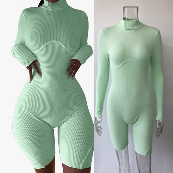 Fashion Nova/ High Neck Ribbed Longsleeve Jumpsuit - Picture 3 of 6